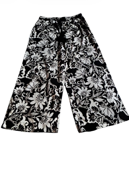 Anne Klein Pants - Anne Klein Black and White Floral Wide-Leg Pants